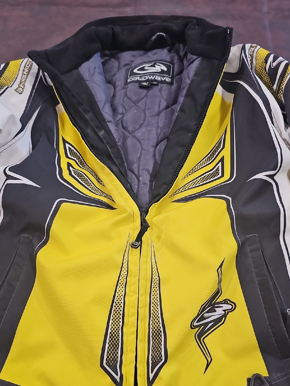 Yellow, White And Black Snowmobile Jacket - Picture 8 of 10